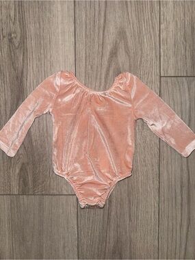 BAILEYS BLOSSOMS Pink Velvet Long-Sleeve One-Piece for Kids
